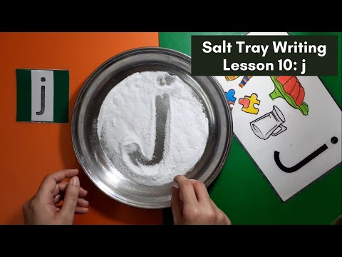 Salt Tray Writing | Lesson 10: Phonic j |  Montessori Homeschool Curriculum by Junior Scholars