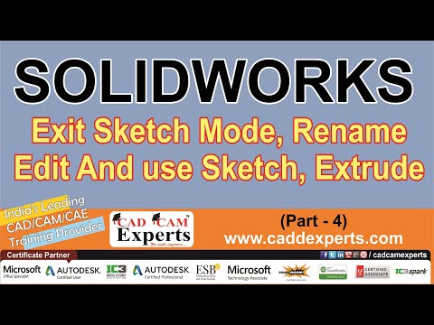 (Part-4) SolidWorks 2014 Tutorial Exit Sketch Mode, Rename Edit And Use Sketch, Extrude