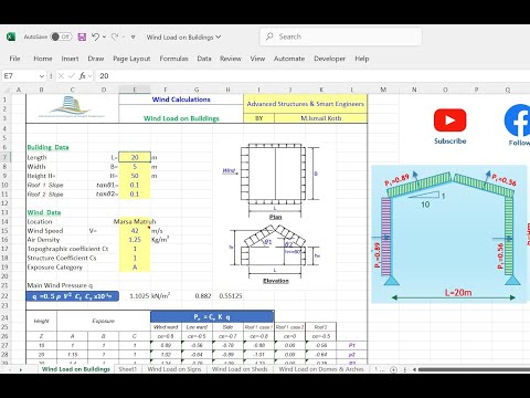 LECT 13 Example6 Wind Pressure on Double sloped roof & solved with Excel sheet