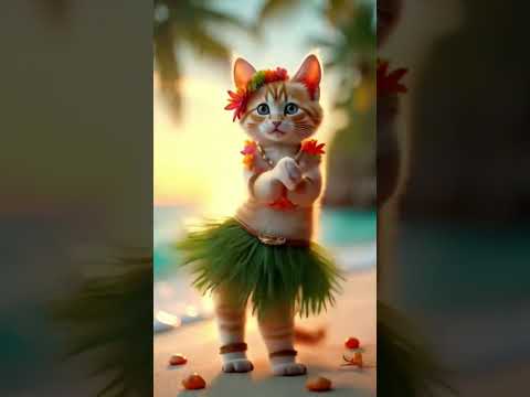 Cute Kitten Hula Dance : #catdance #kittendance #hula #shorts