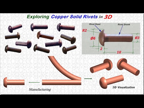 Rapid 3D Design of Solid Copper Rivets,#3Dmodeling,#Creo,#Solidworks,#Catia,#fusion360
