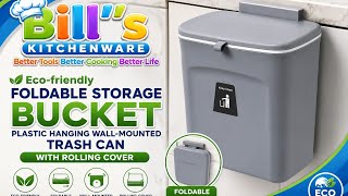 Eco-friendly foldable storage bucket plastic hanging wall-mounted trash can with rolling cover