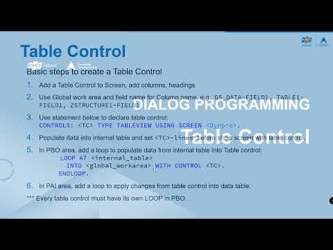 ABAP Course 10 - Dialog Prog Part 10 - Table Control