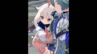 SHE'S SO ADORABLE HUGGING LOHEN AHHH #genshinimpact #paimon #lohen