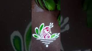 Beautiful Small 🦚peacock Rangoli For Daily Use🥰✌️#shorts#ytshorts#rangoli#rangolikesang
