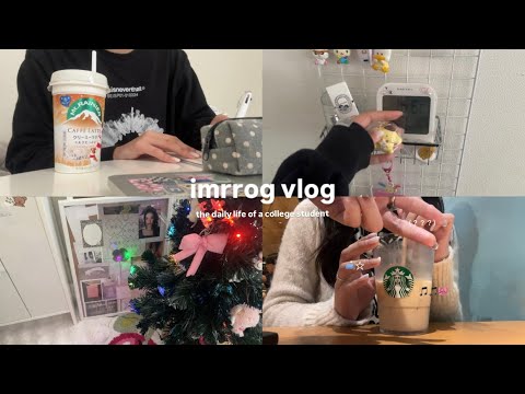 VLOG:大学生の日常、クリスマスが待ち遠しい日々🧣（作業DAY➕クリスマスツリーを飾る日🎄🎵❤️）おしゃれなカフェにも行ってきた🧁🪽