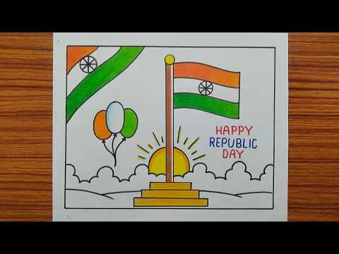 26 January Drawing / Republic Day Drawing Easy / Republic Day Drawing With Colour / Republic Poster