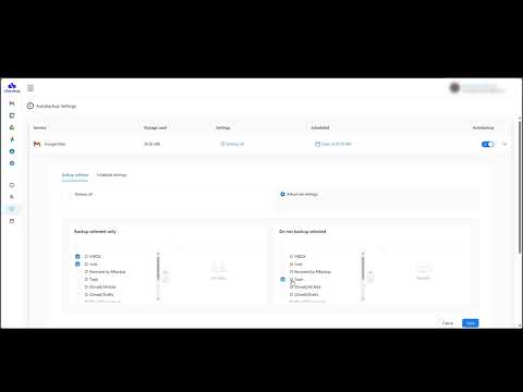 How to use advanced settings google mail backup at ElBackup