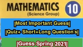 ||10th class General Math Guess 2021||Most important Quiz+Short+Long Question's||Life Star Academy|