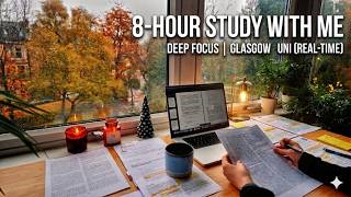 8-HOUR STUDY WITH ME on A RAINY DAY 🎓 | Pomodoro | RAIN SOUND | Deep Work Mode | No Music