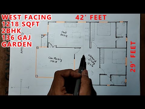 29 x 42 FEET HOUSE PLAN | 29 X 42 GHAR KA NAKSHA | 1218 SQFT HOUSE PLAN | 2BHK | WEST FACING