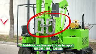 Efficient mobility: wheeled guardrail pile driver for road engineering#guardrailinstallation