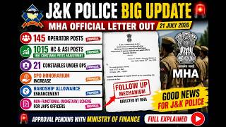 J&K Police Big Update 🔥 1015 HC/ASI Posts | 145 Operator Posts | MHA Letter Explained