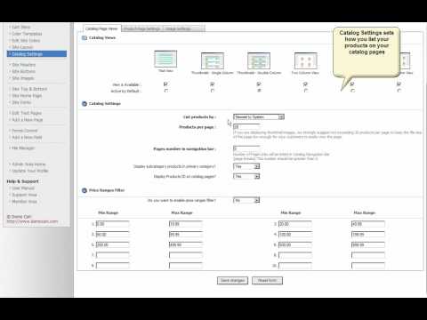 Changing your catalog settings in Pinnaclecart