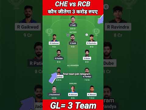 CSK vs RCB Dream11 Team|CHE vs RCB Dream11|CSK vs RCB Dream11 Today Match Prediction