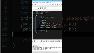 swapping Program in C #cprogramming #trendingshorts #cprogrammingtutorial #tricks #programminglife