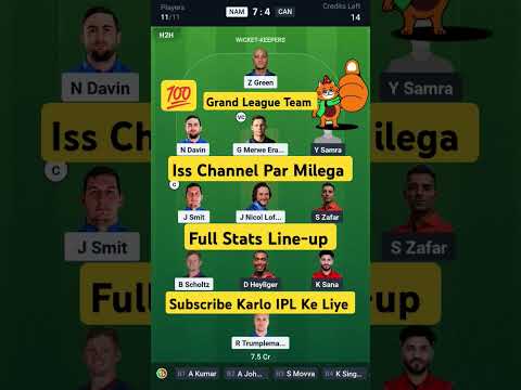 NAM vs CAN Dream11 Prediction | NAM vs CAN Dream11 Team | nam vs can today t20i match| #namvscan