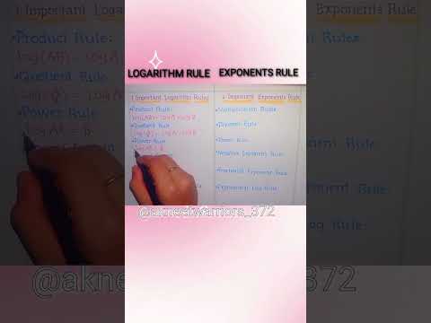 LOGARITHM & EXPONENTS Rules#LogarithmRules #ExponentRules #MathShortcuts #StudySmart