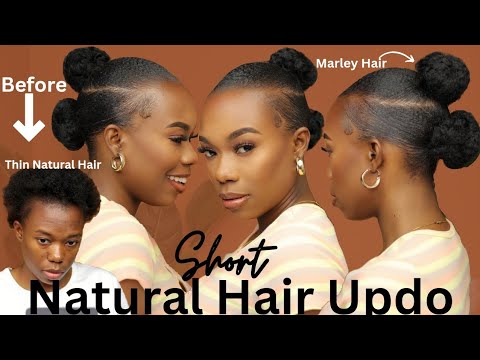 Quick 2 Bun Updo Hairstyle For Short Natural Hair- Easy/Beginner Friendly