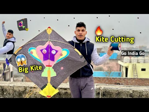 😱Kite Cutting with BIG KITE | Kite Flying | mono fil manjha |