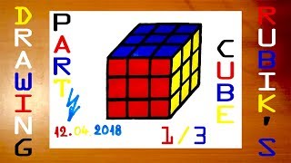 How to Draw a Solve Rubik's Cube 3d Step by Step Easy for Beginners and Color | 4K 60FPS | PART 1/3