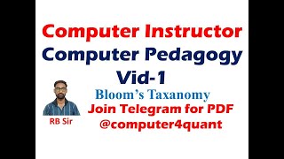 Pedagogy computer Instructor Vid 1| Bloom's Taxonomy short notes | computer teacher Pedagogy