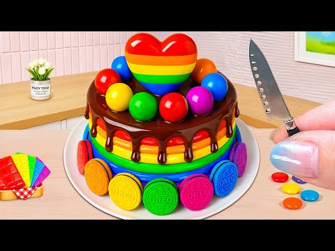 Mini OREO Heart Pop Cake Recipes 💖| ASMR Satisfying Mini Rainbow Cake 🌈 Cake In Wonderland