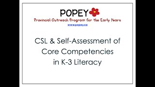 Communicating Student Learning & Self-Assessment of Core Competencies in K-3 Literacy