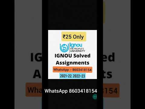 Ignou solved assignment Available Only ₹25 ll 2022-23 ll WhatsApp:- 8603418154