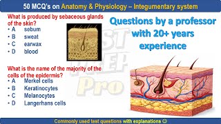 50 Integumentary system practice questions by professor | mcq on human skin | skin mcqs | #skin