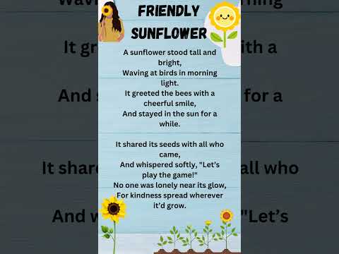 Friendly Sunflower| Poems in English | English poem for kids | #shorts
