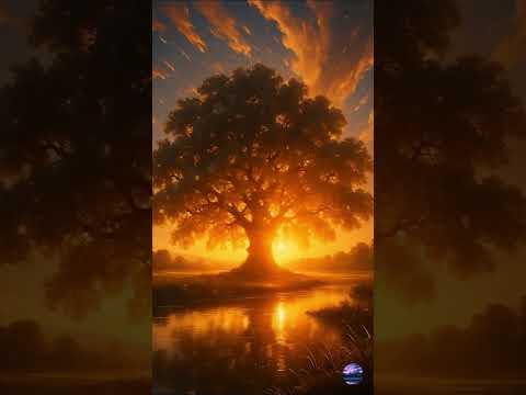 Golden Tree at Sunset 🌇🍁 | Nature’s Magic in Lofi Vibes | #shorts #livewallpaper #aiart #sky #lofi