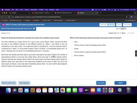 IBPS PO SECTIONAL MOCK REASONING #bankingexam #bankingrecruitment