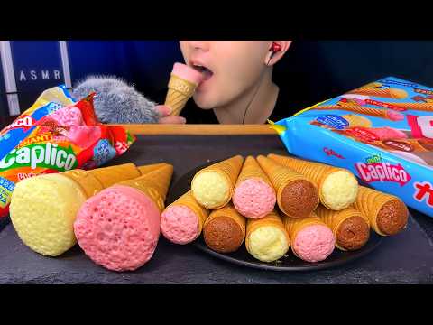 ASMR "Caplico" Strawberry Flavor, Chocolate, Milk | Mukbang, Eating Sounds, Chewing Sounds