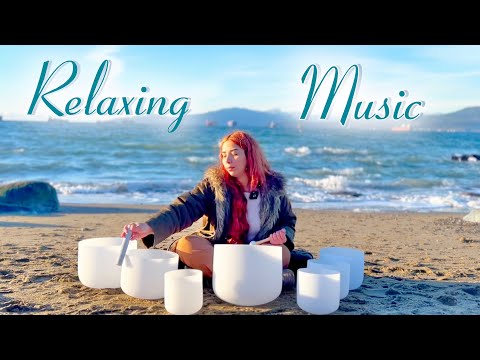 Healing Sound Bath | Crystal Singing Bowls | Full Body Relaxation Music with Ocean Wave Sound