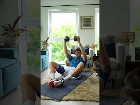 Home abs workout with a dumbbell