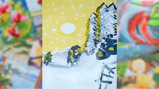 Acrilic Painting  🎨 WINTER FOREST 🎨| How to Draw | Magic Paintings