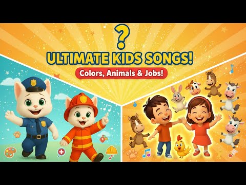 Learning Colors, Animals & Jobs | Ultimate Kids Song Collection with Cats #kidssongs #LearningVideos