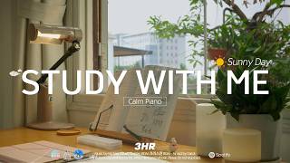 🥕3-HOUR STUDY WITH ME | 🎹Calm Piano | ☀️Sunny Day | Pomodoro 50-10