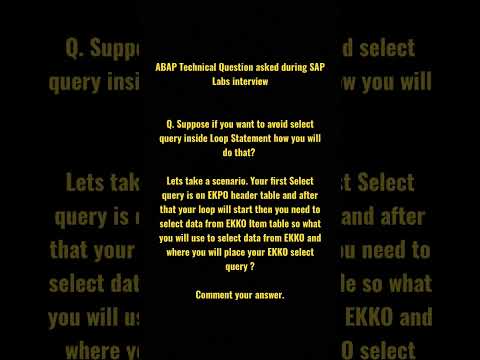 SAP ABAP Question 5 | Comment your answer|