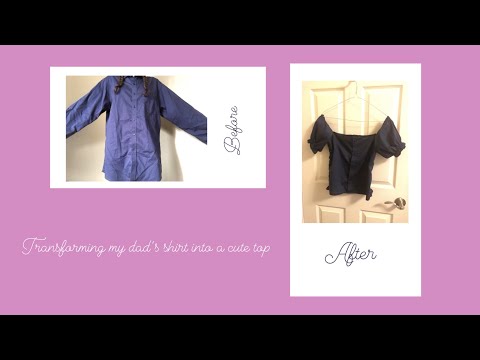 Transforming my Dad's shirt (again lol) into a cute top!