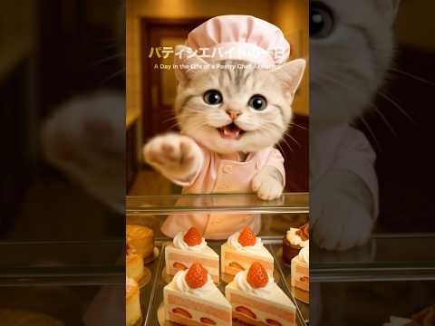 「むぎのパティシエバイトの一日に密着」　#cat #バイト #animation #マンチカン #funny #猫 #funnycats #動物 #cute #pets