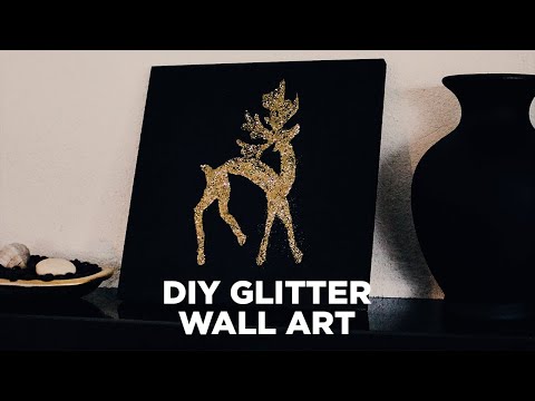 DIY Christmas Gift Idea: Homemade Black & Gold Glitter Wall Art
