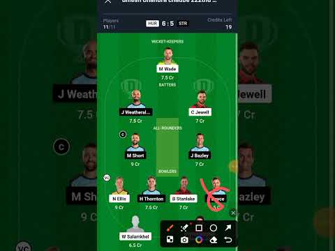 HUR vs STR big bash match dream11 prediction/#dream11#grandleaguewon#bigbashleague2024#dream11team