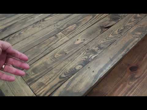 How to build a $30 Farmhouse dining room table out of Southern Yellow Pine.  DIY Do it yourself easy