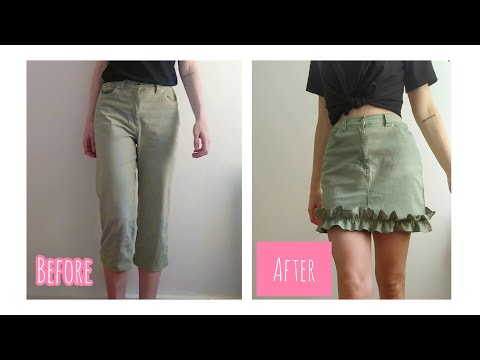 Jeans into a skirt DIY #diyideas #recycling #sewing #thrifting