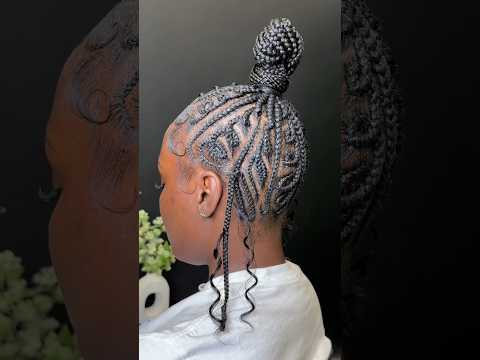 Freestyle Spiral Braided TopKnot 🌪️🖤 #braids #topknot #hairstyle