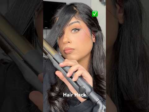 Hair Curling Hack Using Straightener😍 try this for long lasting curls!!