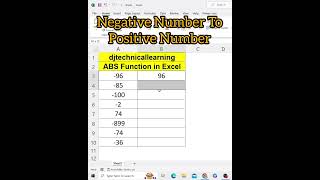 Ms Excel - How To Negative Number To Positive Number | #excel #abs #absfunction #exceltutorial #tips