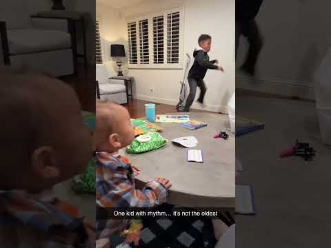 Is rhythm genetic? Funny kid dancing with baby brother #babydance #funnyshorts #danceoff